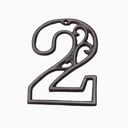 The Renmy Store Homewares & Gifts black cast iron number 2 with a decorative hollowed-out European vintage design.