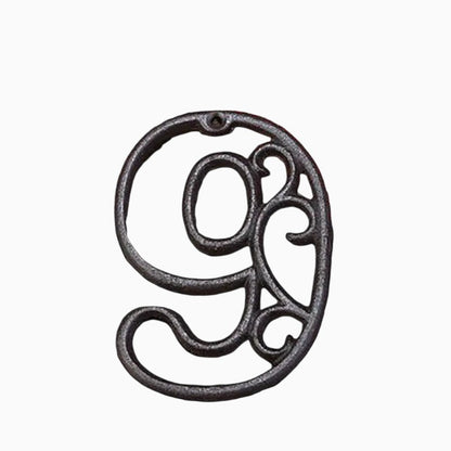 The Renmy Store Homewares & Gifts black cast iron number 9 with a 3D hollowed-out European retro design.