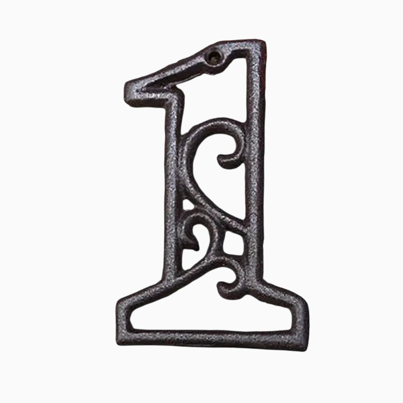 The Renmy Store Homewares & Gifts black cast iron number one with a decorative hollowed-out European retro design.