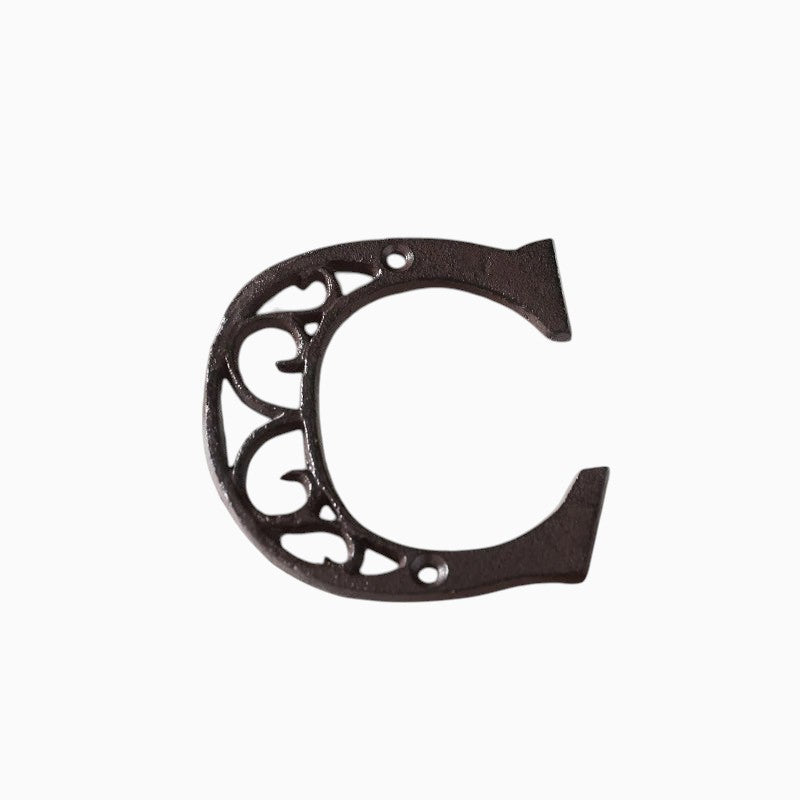 The Renmy Store Homewares & Gifts black cast iron letter C with a decorative 3D hollowed-out European retro design
