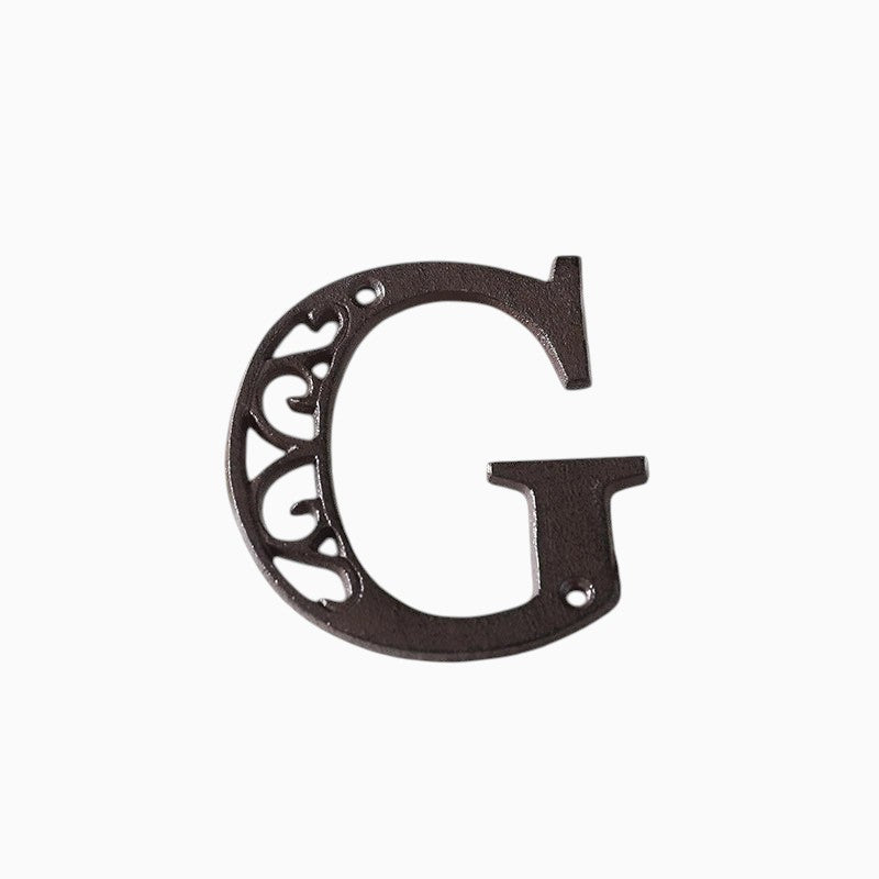 The Renmy Store Homewares & Gifts black cast iron letter G with a decorative hollowed-out European retro design.