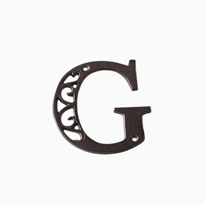 The Renmy Store Homewares & Gifts black cast iron letter G with a decorative hollowed-out European retro design.