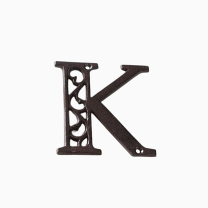 The Renmy Store Homewares & Gifts black cast iron letter K with a decorative hollowed-out European retro design.