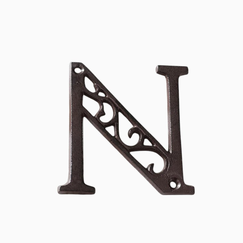 The Renmy Store Homewares & Gifts black cast iron letter N with a decorative 3D hollowed-out European retro design