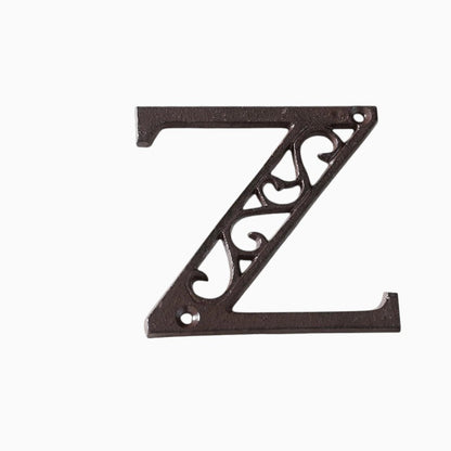 The Renmy Store Homewares & Gifts black cast iron letter Z with a decorative hollowed-out European retro design.