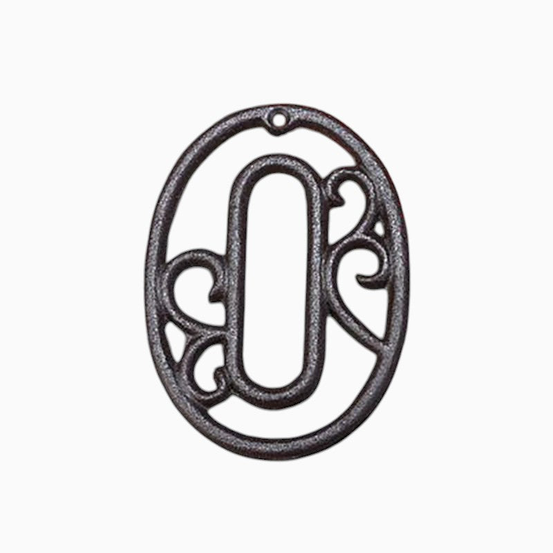 The Renmy Store Homewares & Gifts black cast iron number zero with a decorative hollowed-out European retro design