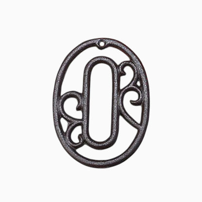 The Renmy Store Homewares & Gifts black cast iron number zero with a decorative hollowed-out European retro design