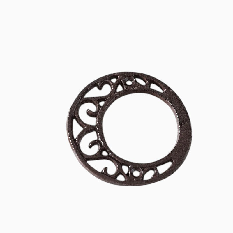 The Renmy Store Homewares & Gifts black lacquered cast iron number zero with a decorative hollowed-out retro design.