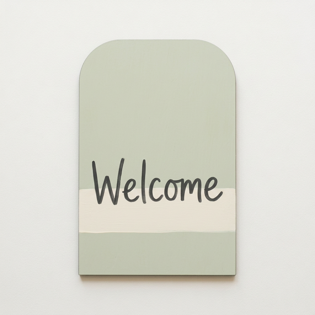 Thin 3mm MDF soft-corner Welcome sign