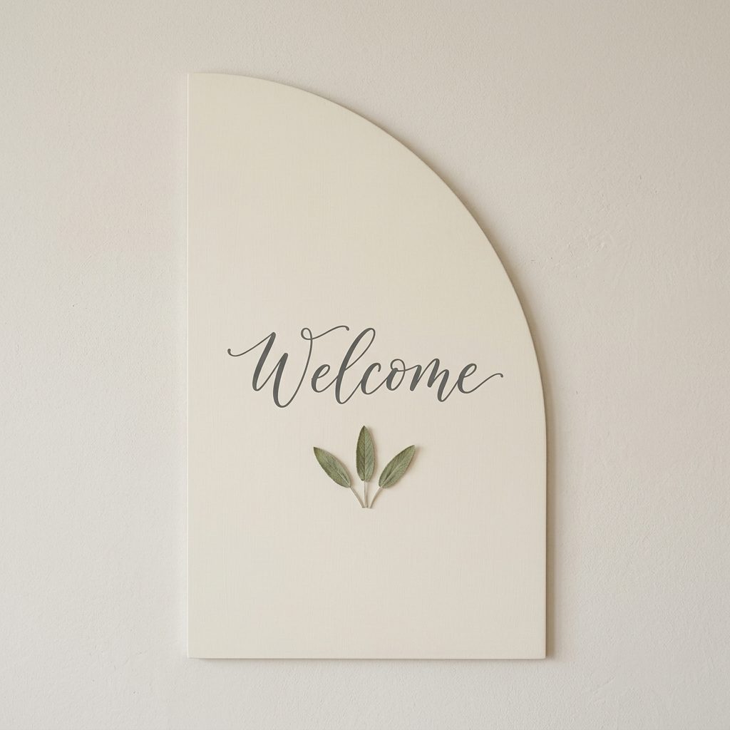 Thin half-arch Welcome sign