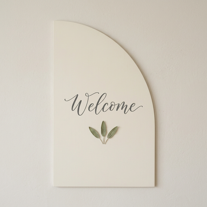 Thin half-arch Welcome sign