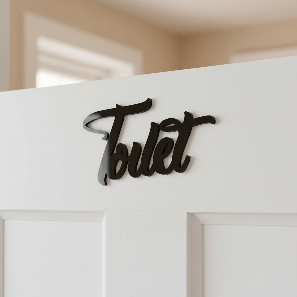 Toilet Sign on White Door
