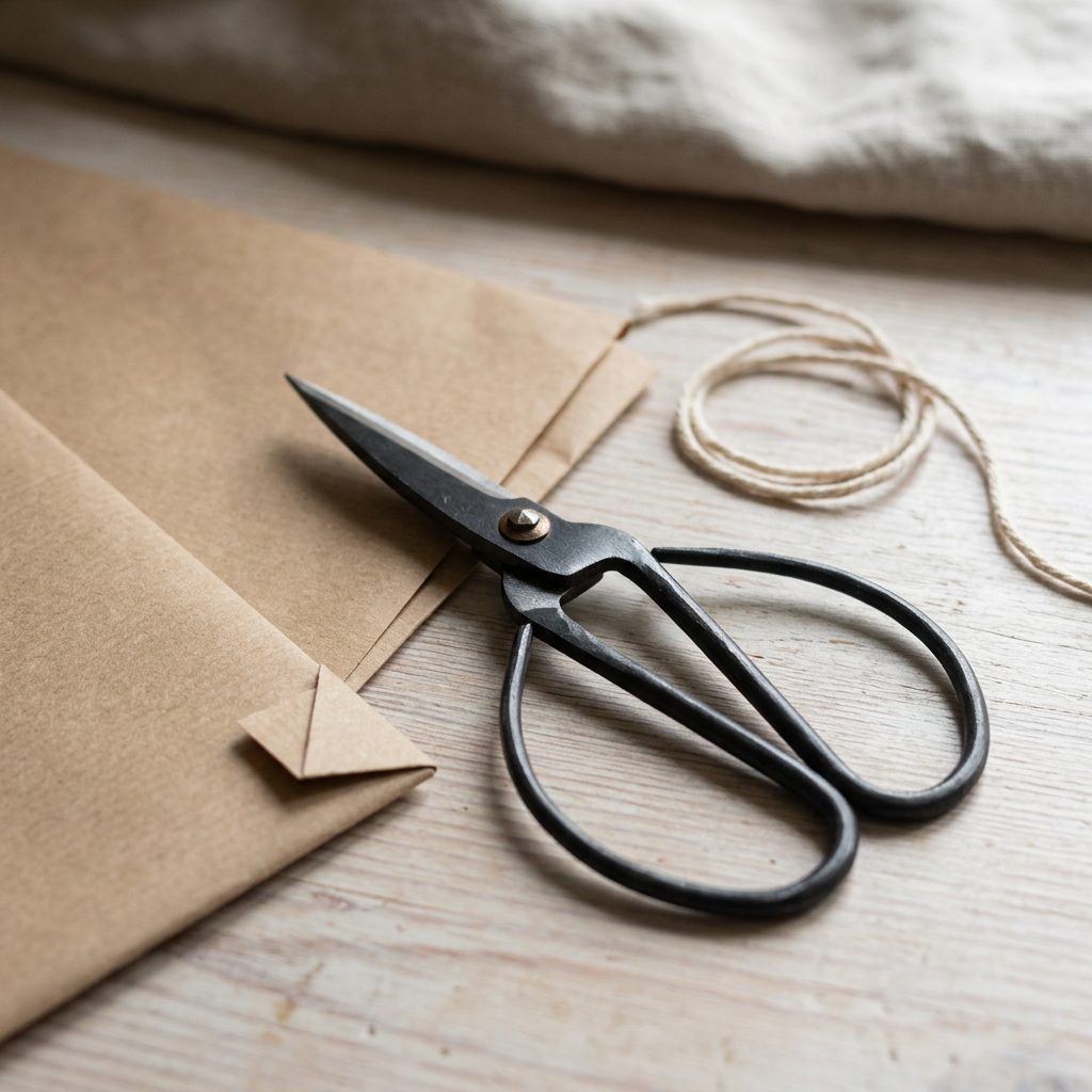 Traditional iron scissors with farmhouse gift wrapping