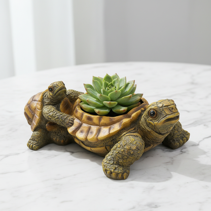 Turtle Planter — White Marble