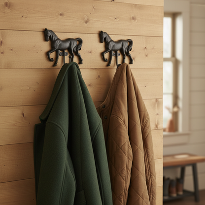 Two Horse Hooks - Correct Hook Shape Timber Wall