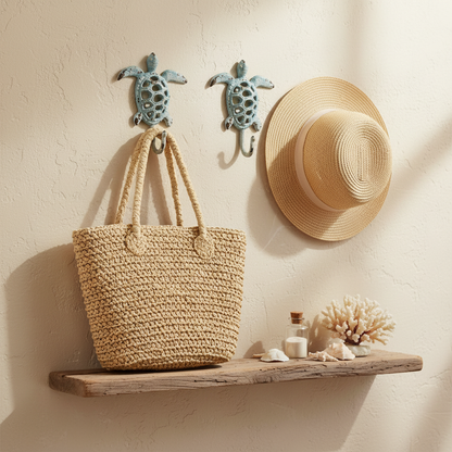 Two Turtle Hooks in Entryway
