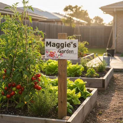 Custom Garden Sign - Personalised Floral Garden Plaque Australia