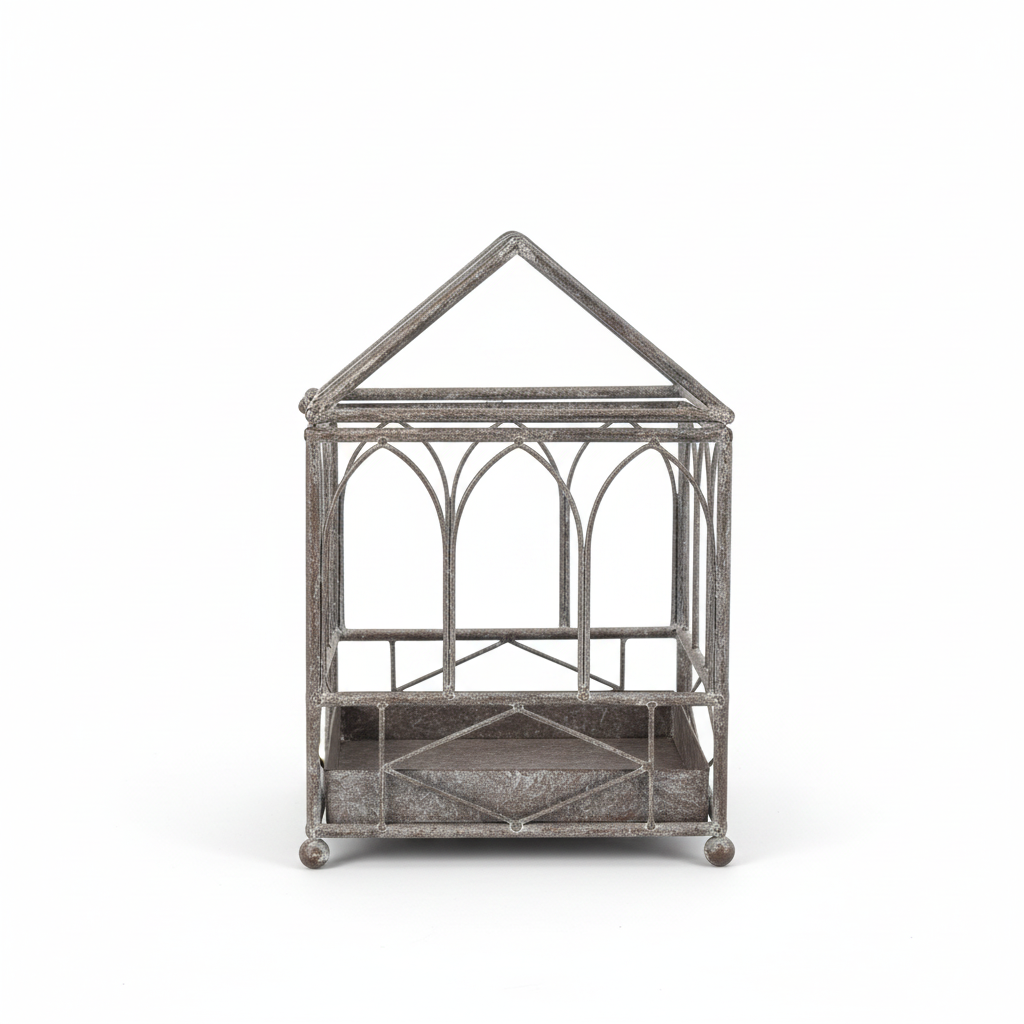 Vintage cathedral terrarium on white