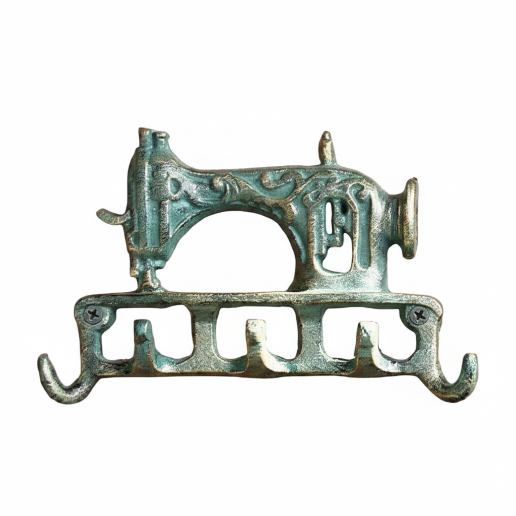 Vintage Sewing Machine Wall Hook — White Background