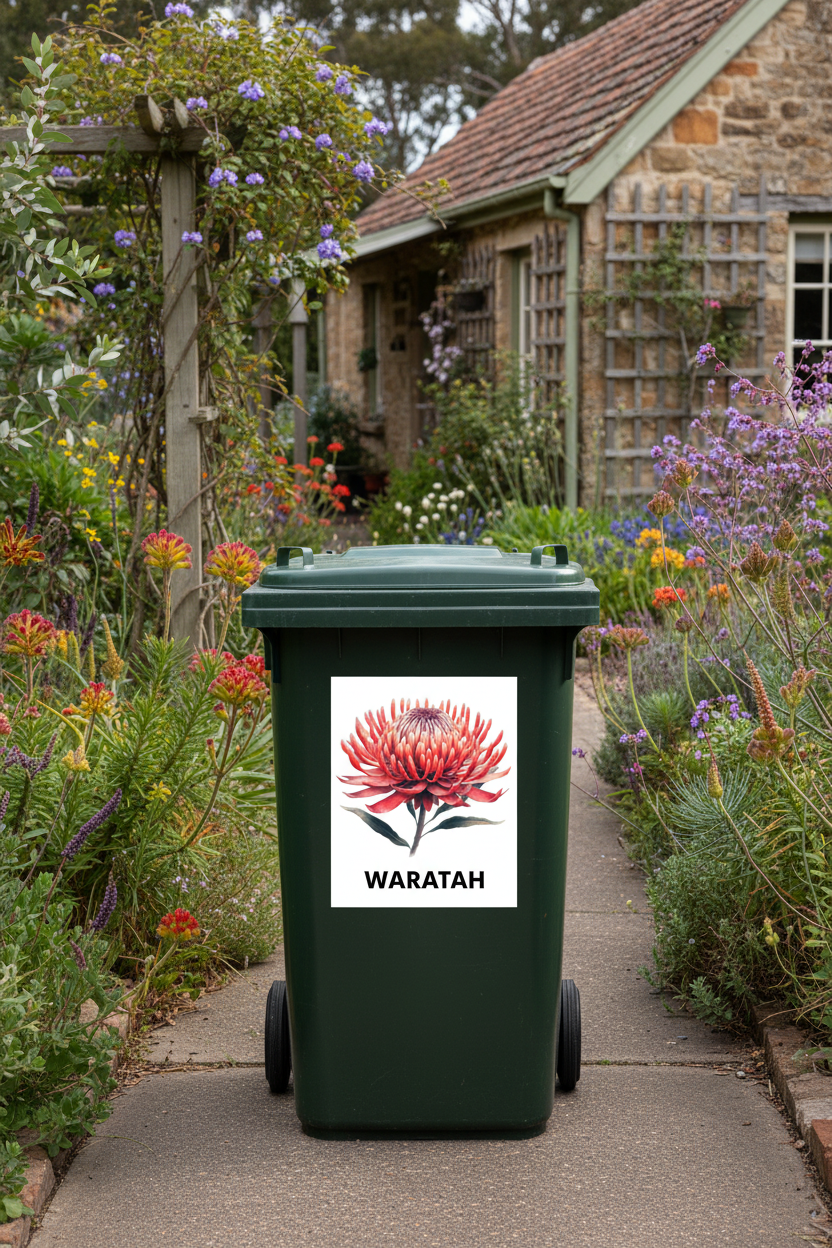 Waratah bin sticker