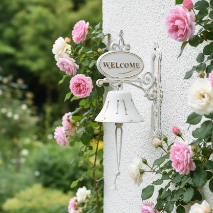 Welcome Bell on White Render Wall