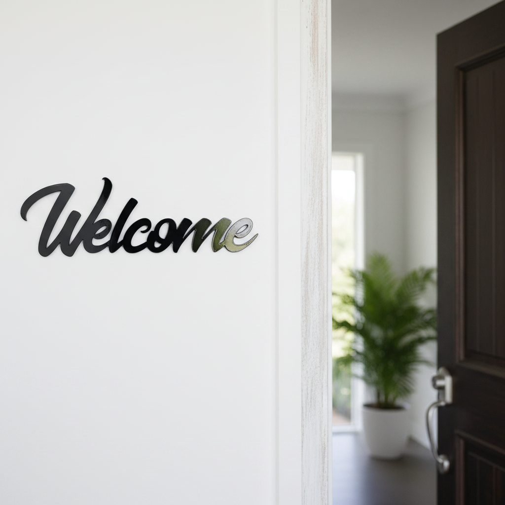 Welcome Sign Black on White Entryway Hamptons
