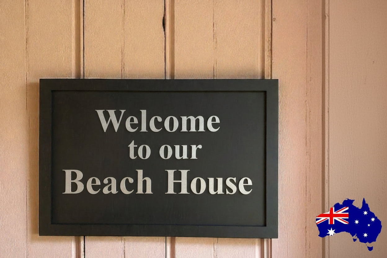 Custom Personalised Timber Wood Look Sign | Large Square Business Home Property Sign | Aussie Made