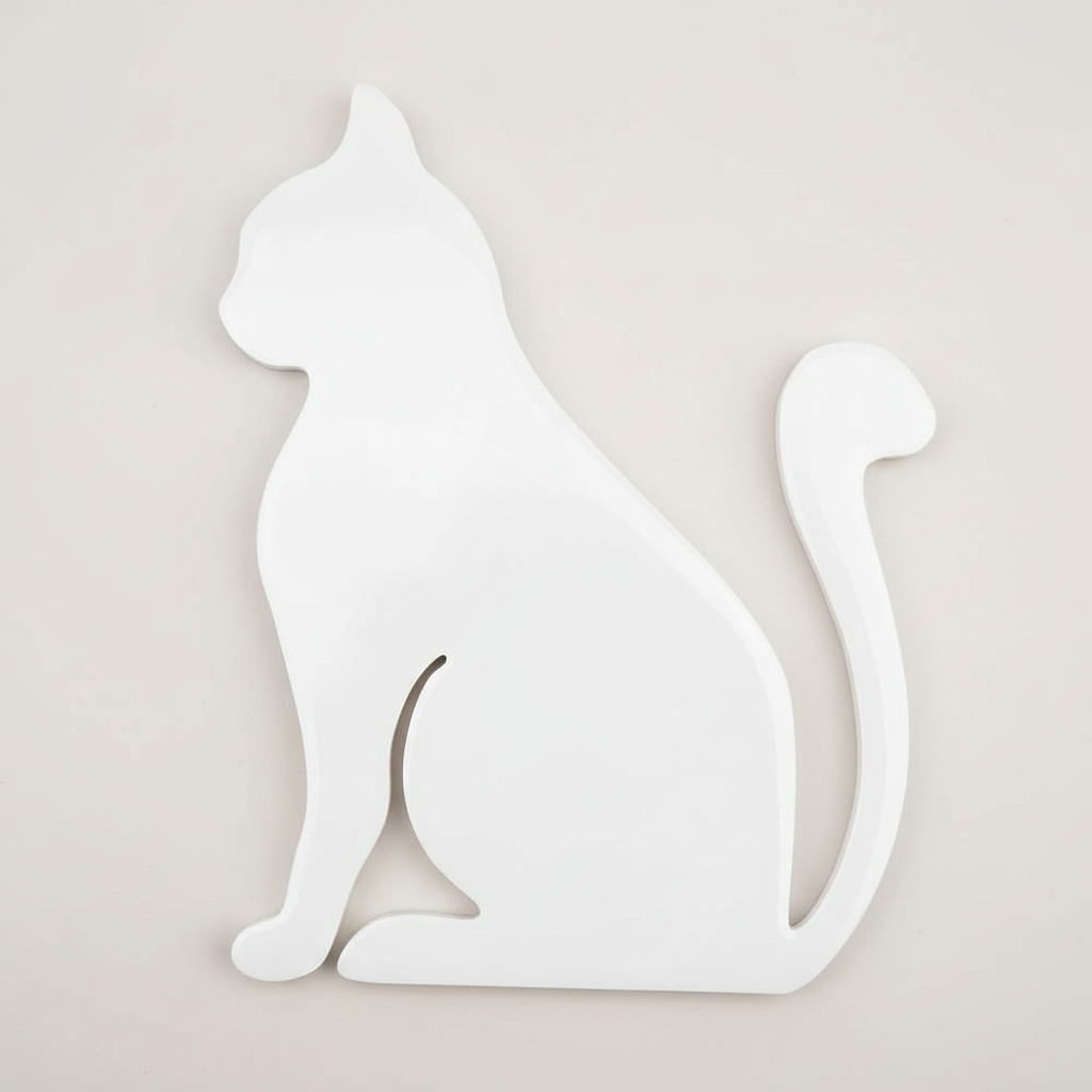White acrylic cat shape