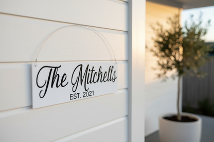 White Family Name Sign Farmhouse Entrance