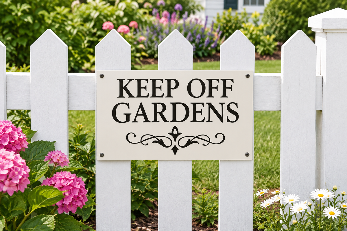White picket garden fence, clean surface