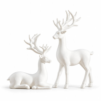 White reindeer pair on a clean white background