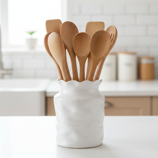 White Utensil Holder - Kitchen