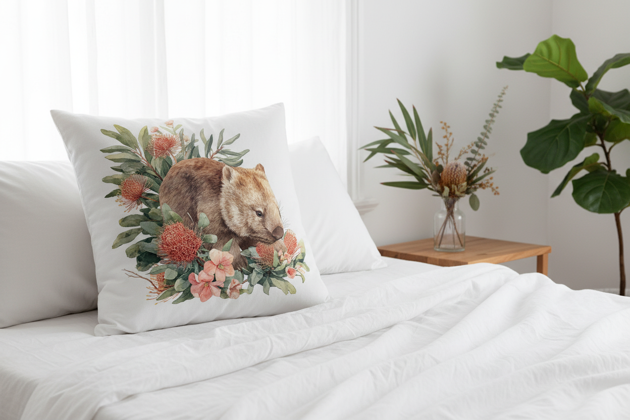Wombat Cushion - Bedroom