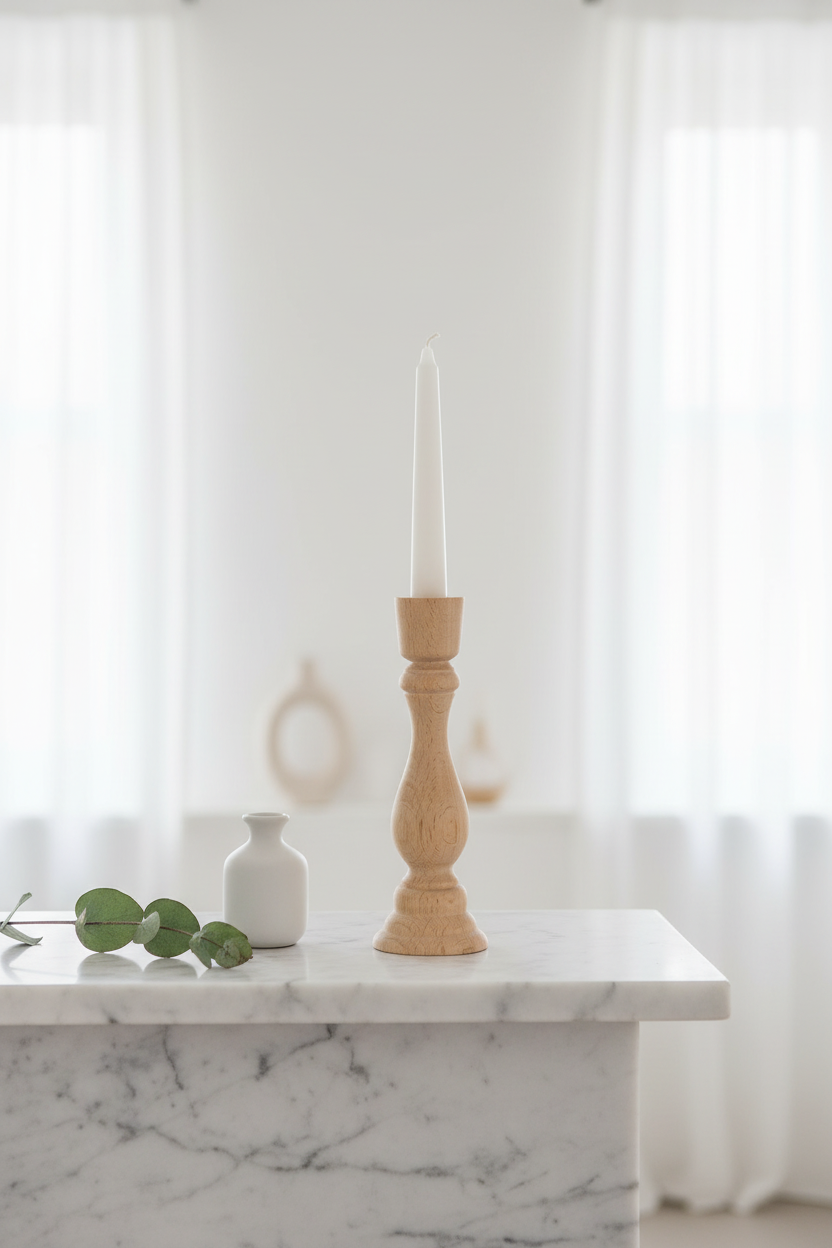 Wooden Candlestick - Scandi
