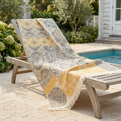 Yellow patchwork poolside lifestyle preview