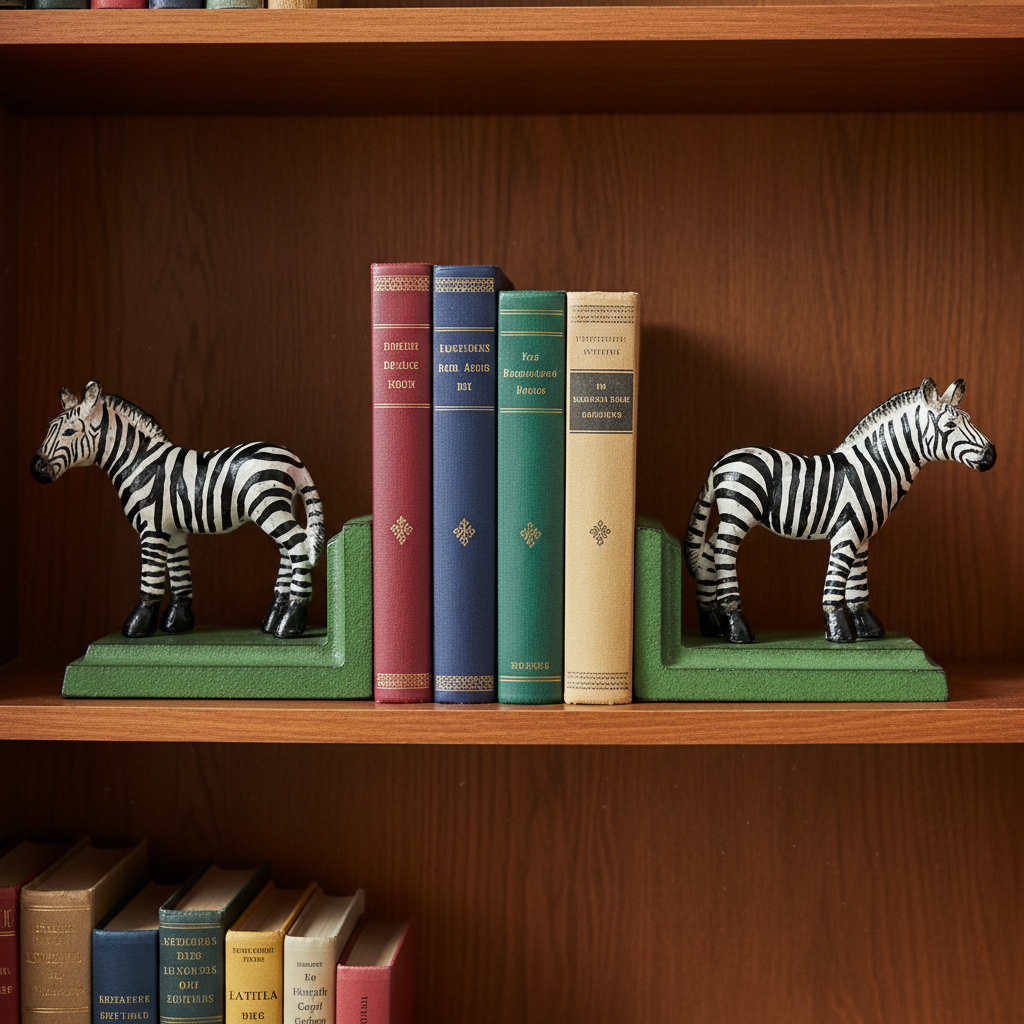 Zebra Bookends - Bookshelf