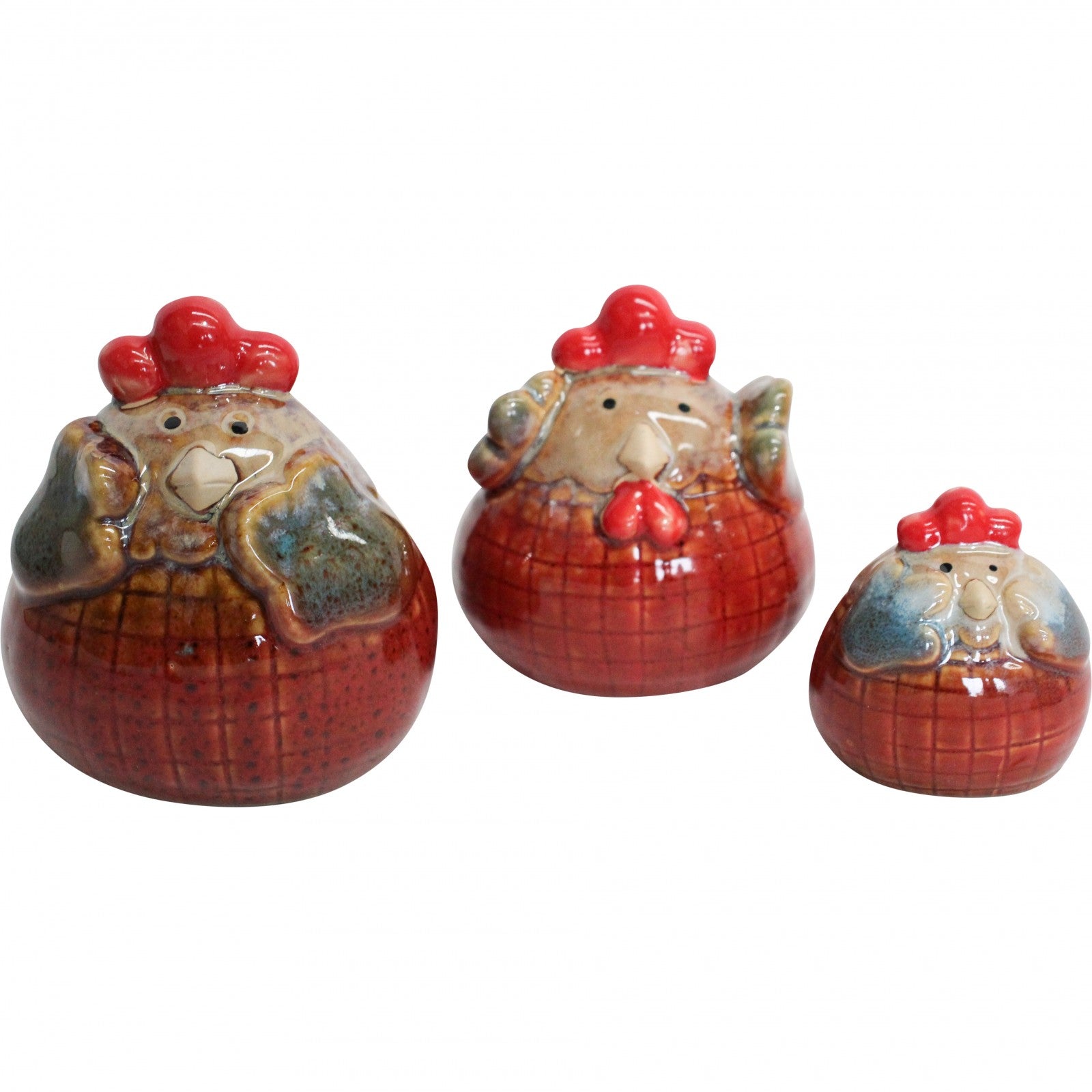 Chicken Rooster Set of 3 Tartan Ornament - The Renmy Store Homewares & Gifts 
