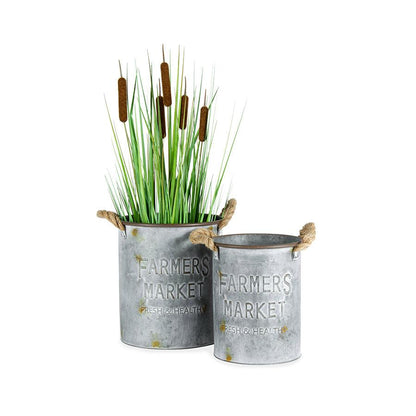 Farmers Market Vintage Bucket Planter Vase Set - The Renmy Store Homewares & Gifts 