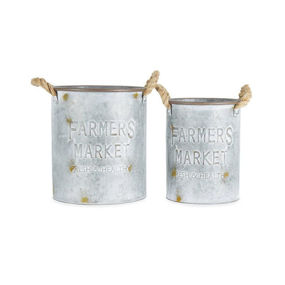 Farmers Market Vintage Bucket Planter Vase Set - The Renmy Store Homewares & Gifts 