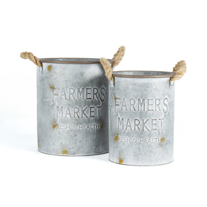 Farmers Market Vintage Bucket Planter Vase Set - The Renmy Store Homewares & Gifts 