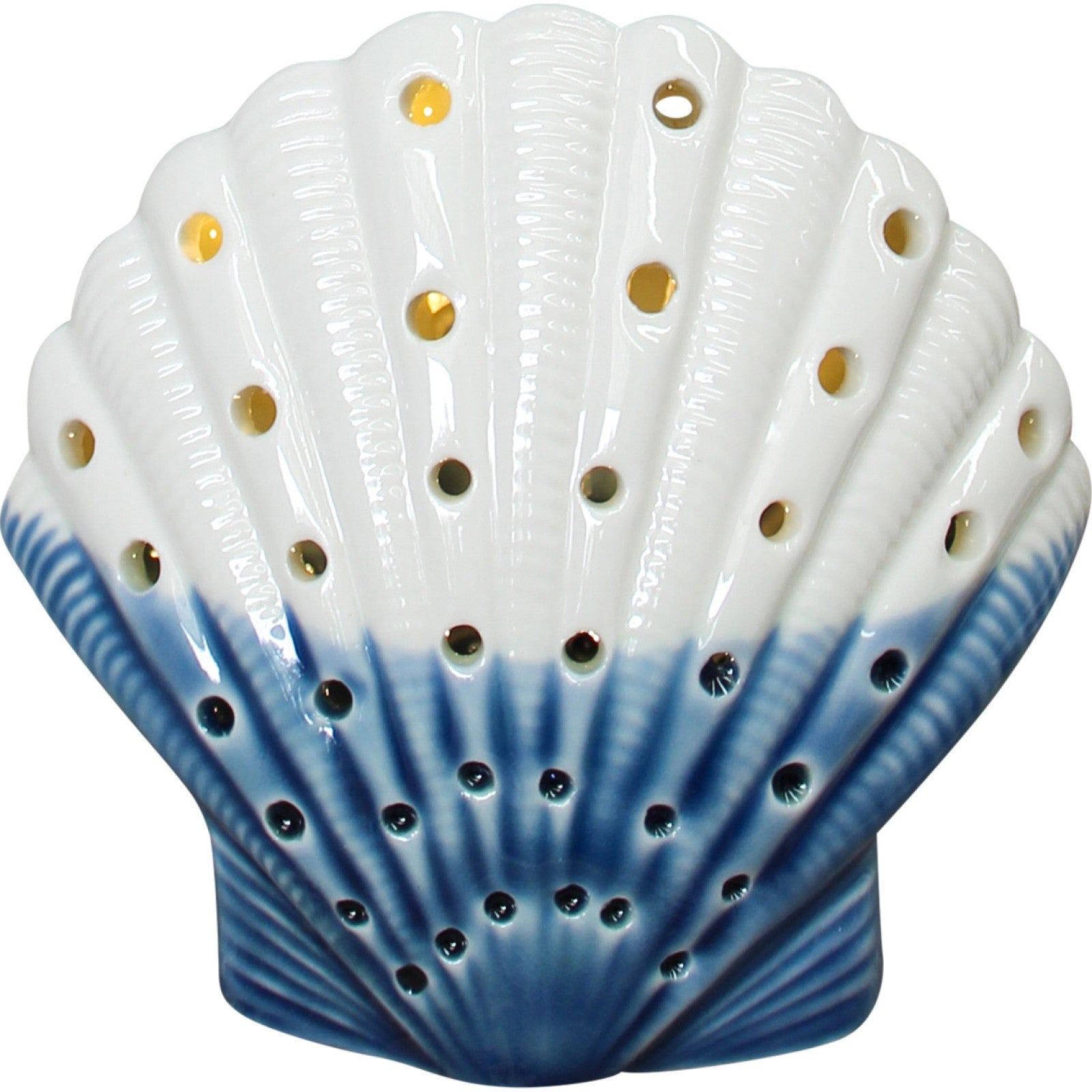 Shell Scallop Blue and White with LED Light Ceramic - The Renmy Store