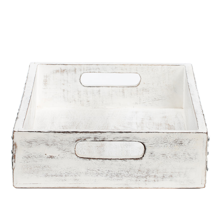 Tray Handcrafted Wooden White Wash - The Renmy Store
