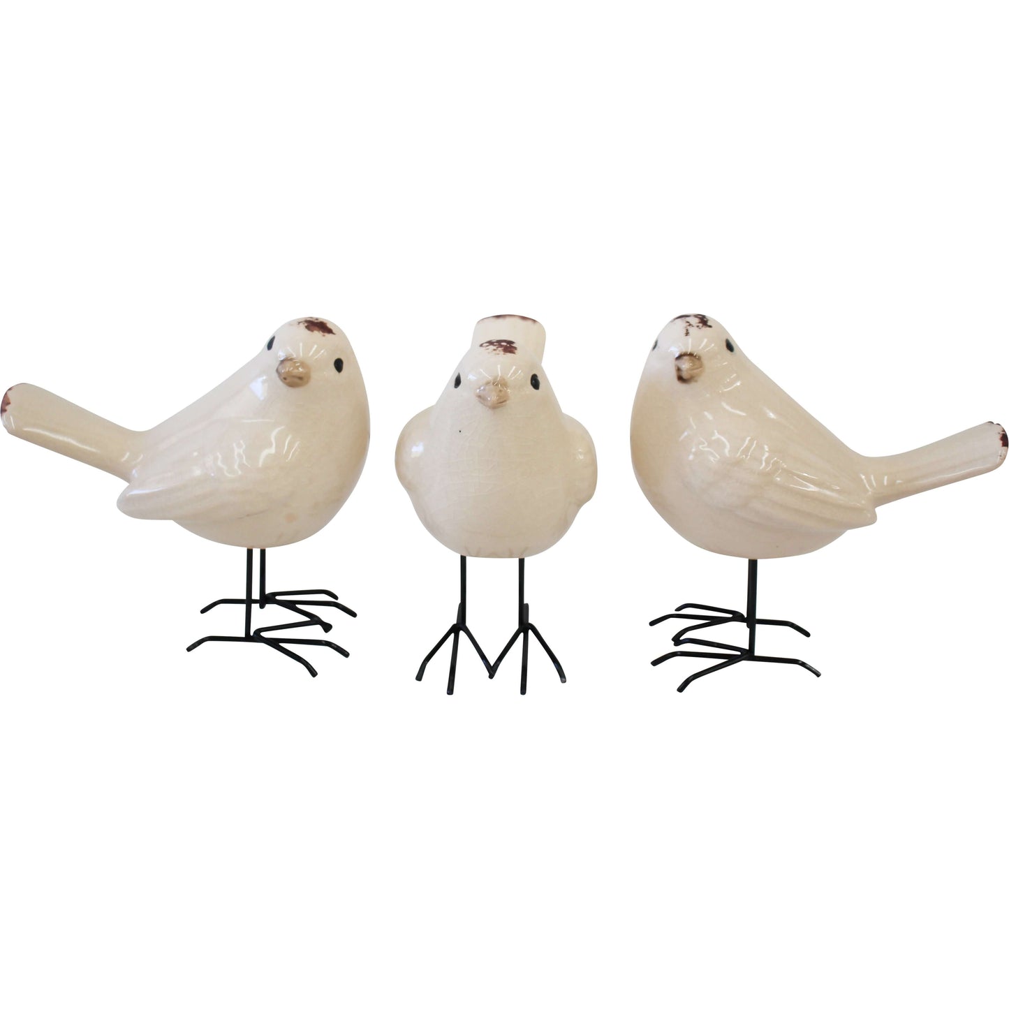 Bird Birds White Legs Décor Set Of 3