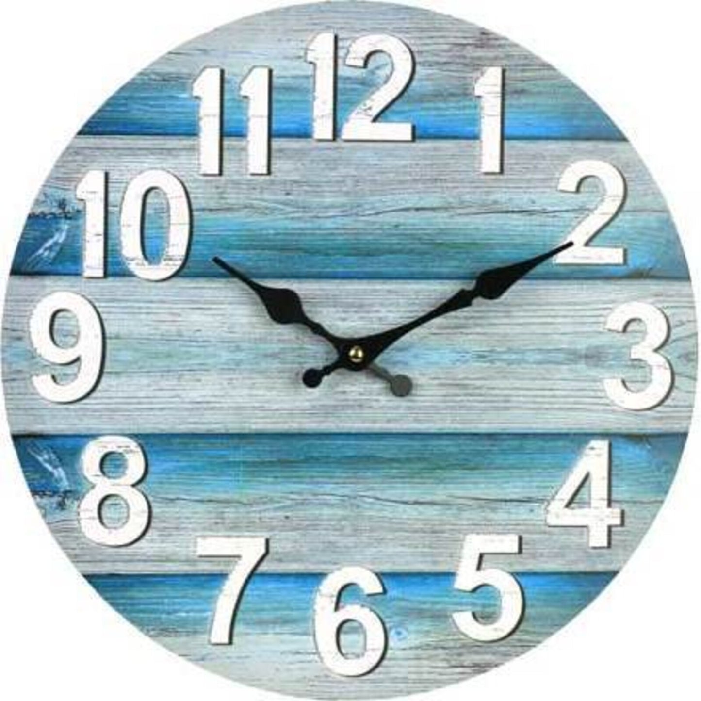 Clock Wall Rustic Beach Blue Teal Boards - The Renmy Store Homewares & Gifts 