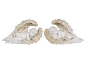 Cherub Angel with Wings Gold Glitter Set of 2 - The Renmy Store
