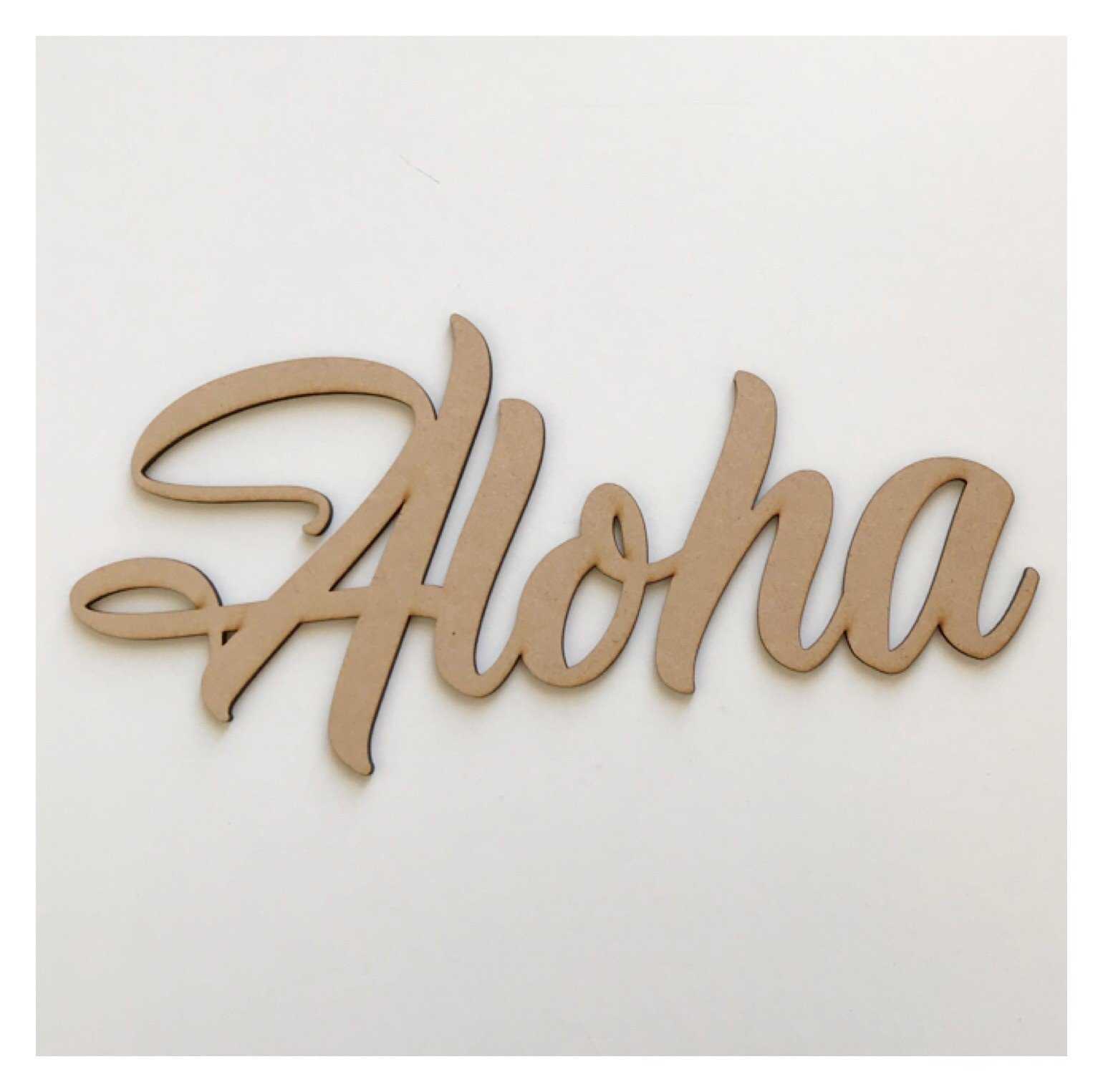 Aloha Hawaiian Greeting Word Wall Quote Art DIY Raw MDF Timber Wood