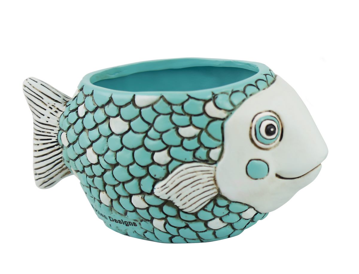Fish Blue Funky Pot Planter Plant Small - The Renmy Store Homewares & Gifts 