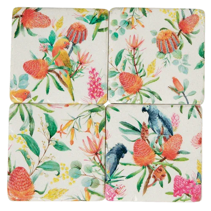 Coaster Set of 4 Native Protea - The Renmy Store Homewares & Gifts 