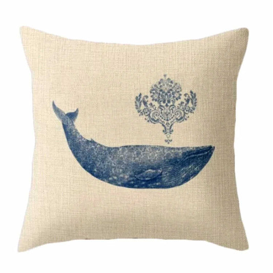 Cushion Pillow Whale Blue Boho