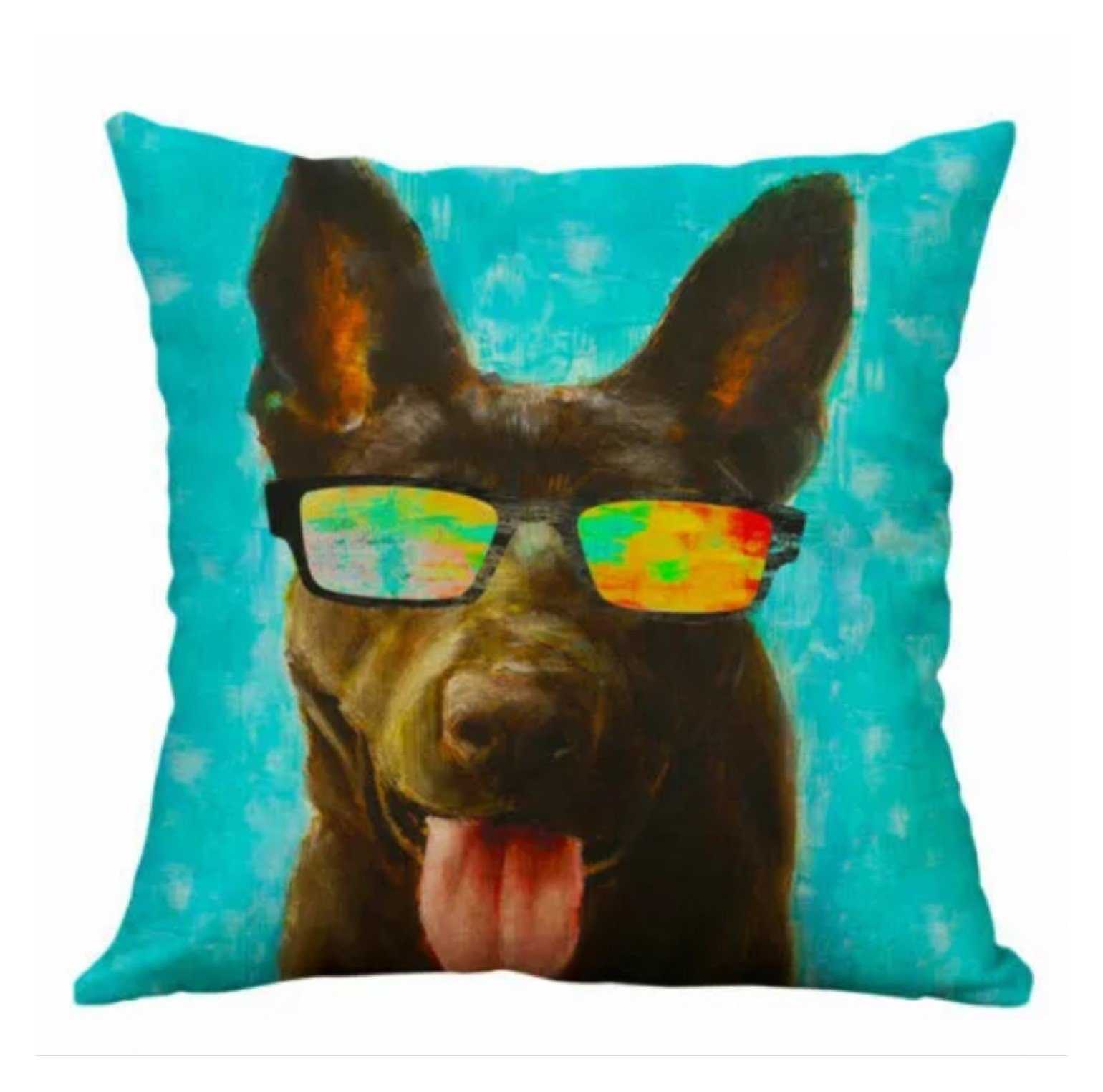 Cushion Pillow Dog Funky with Glasses